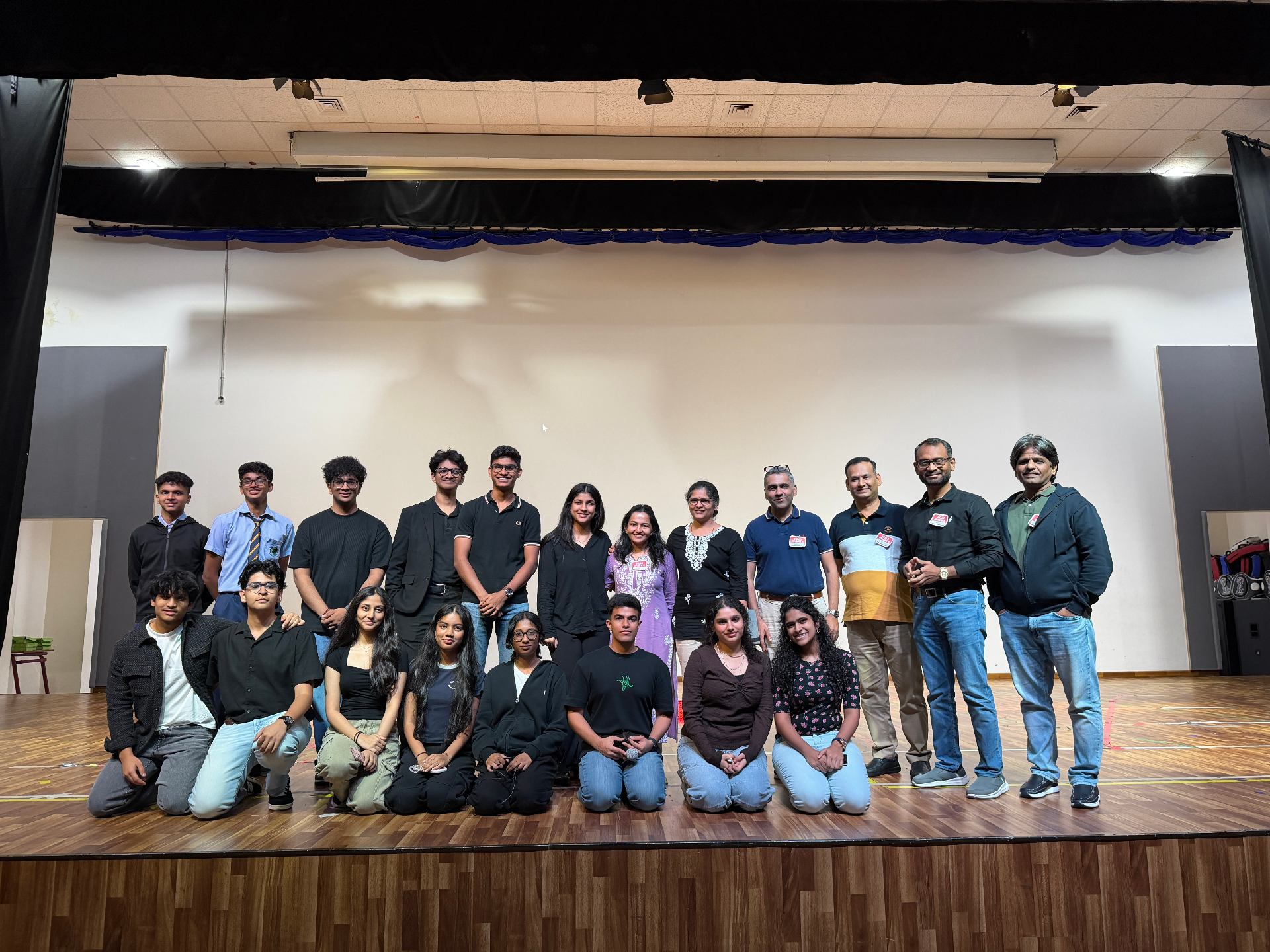 Youth leadership cohort with Shankar and mentors on stage